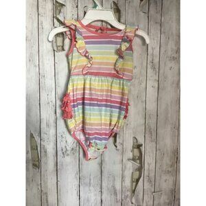 Ruffle Butts Tank Romper Rainbow Striped Bubble One-Piece 18-24M